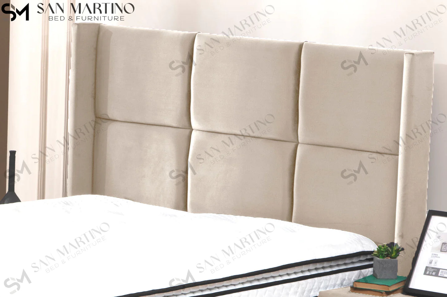 Lit double coffre en Velours – RIO BEIGE