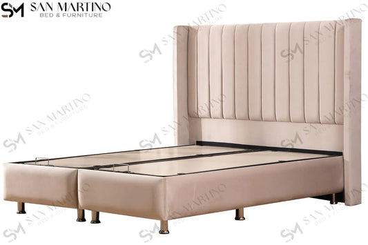 Lit double coffre en Velours – TOKYO BEIGE