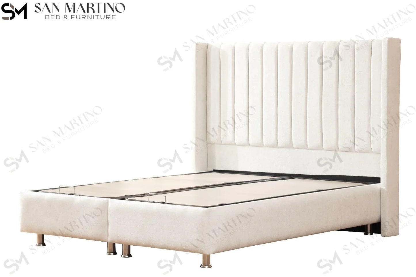 Lit double coffre en LAINE BOUCLÉ – TOKYO BLANC