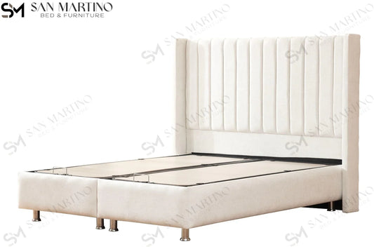 Lit double coffre en LAINE BOUCLÉ – TOKYO BLANC