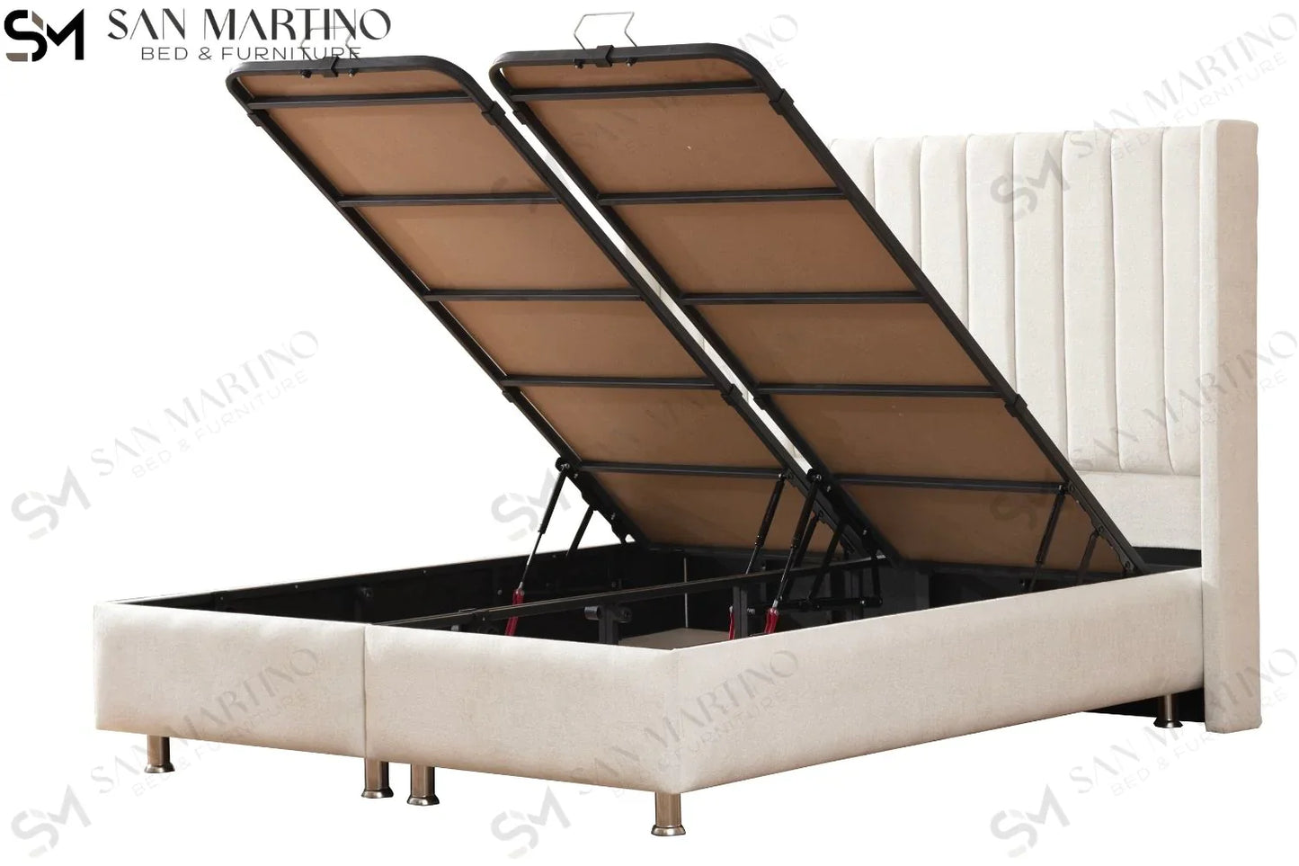 Lit double coffre en LAINE BOUCLÉ – TOKYO BLANC