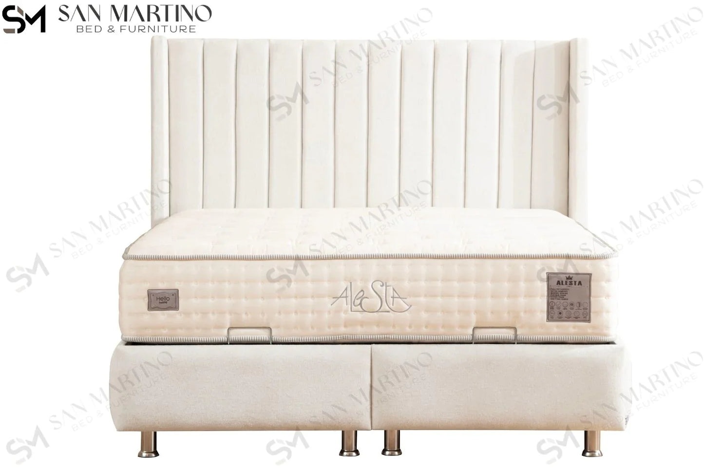 Lit double coffre en LAINE BOUCLÉ – TOKYO BLANC