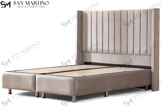Lit double coffre en Velours – TOKYO GRIS