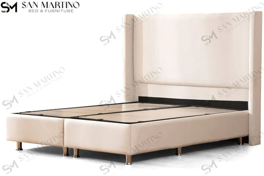 Lit double coffre en Velours – COCO BLANC CASSÉ