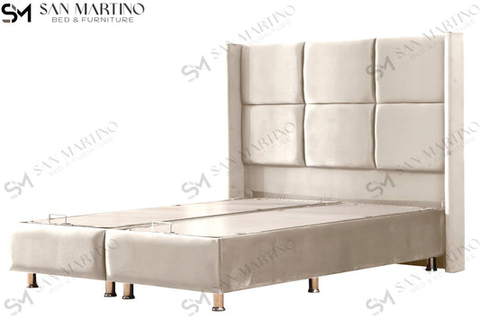 Lit double coffre en Velours – RIO BEIGE