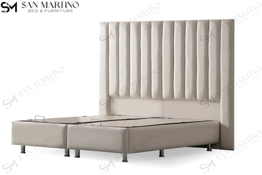 Lit double coffre en Velours – ATHENA BLANC CASSÉ