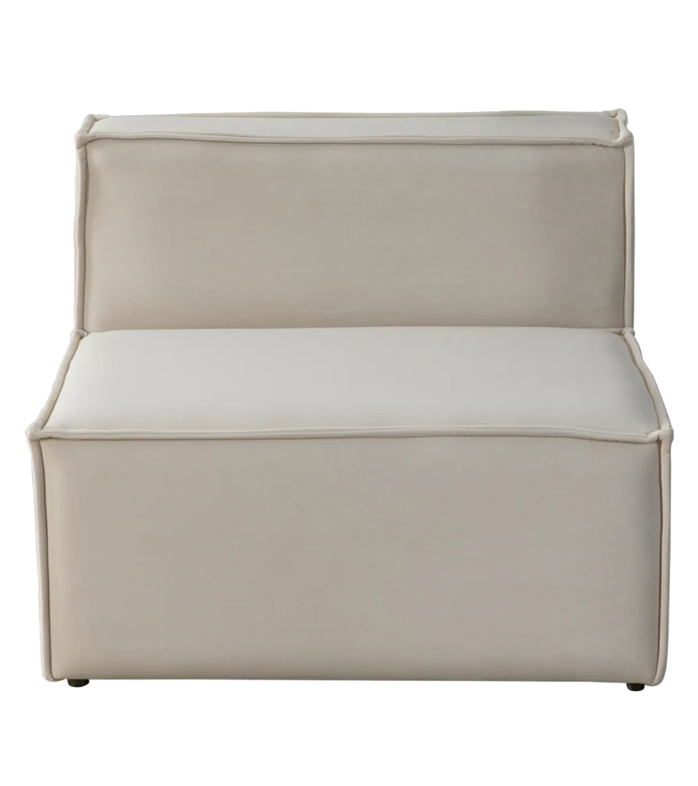 Canapé Modulable Elégance Velours Beige 4+1 Pouf