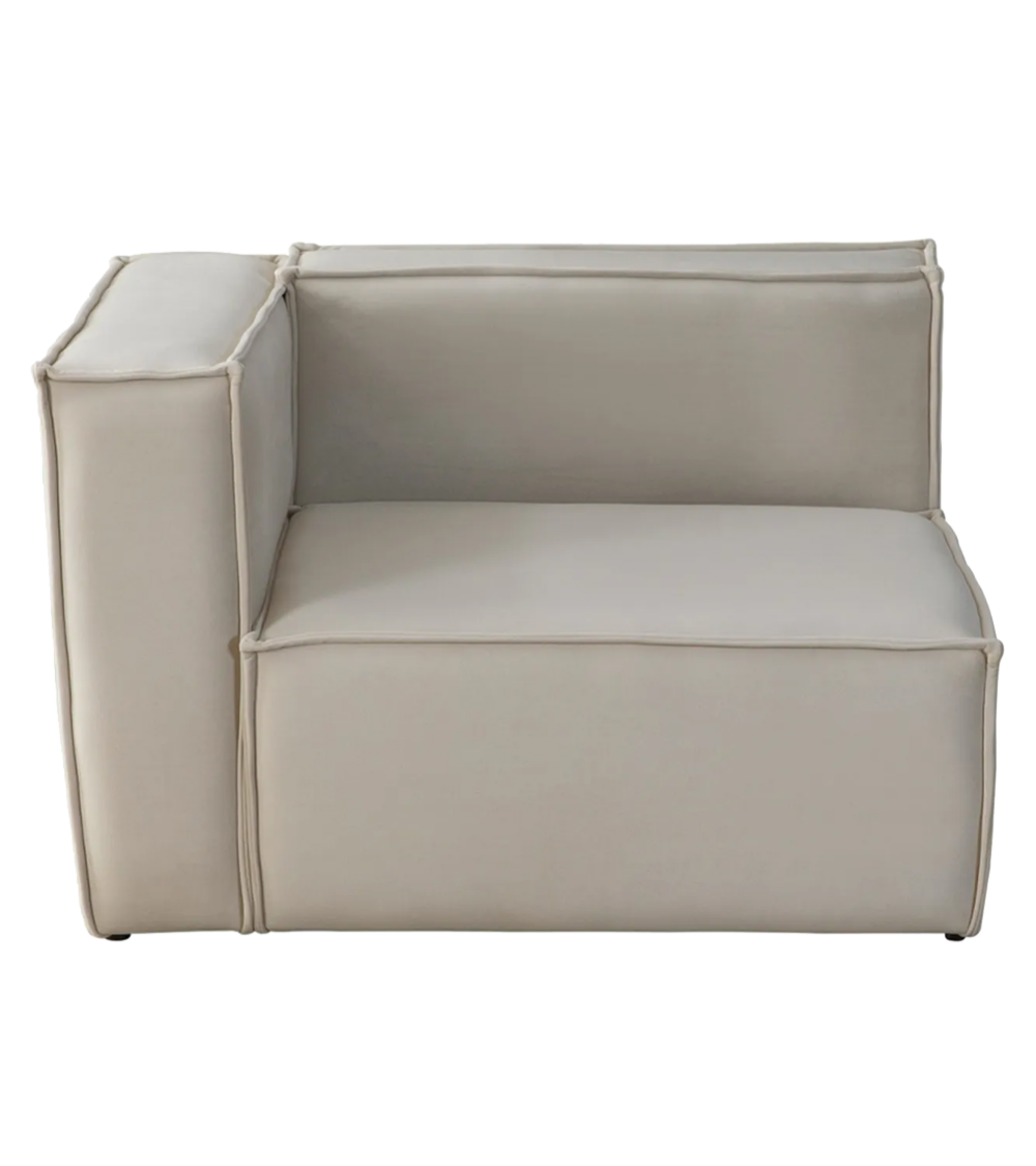 Canapé Modulable Elégance Velours Beige 4+1 Pouf