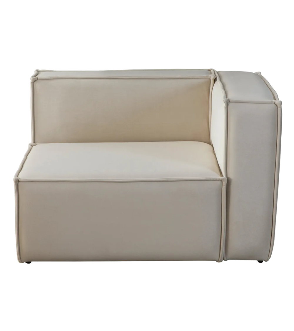 Canapé Modulable Elégance Velours Beige 4+1 Pouf